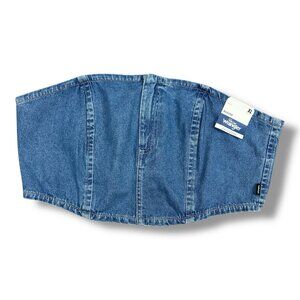 New Wrangler Women's Denim Bustier Zipper Size XL Jean Top Cropped Nwt